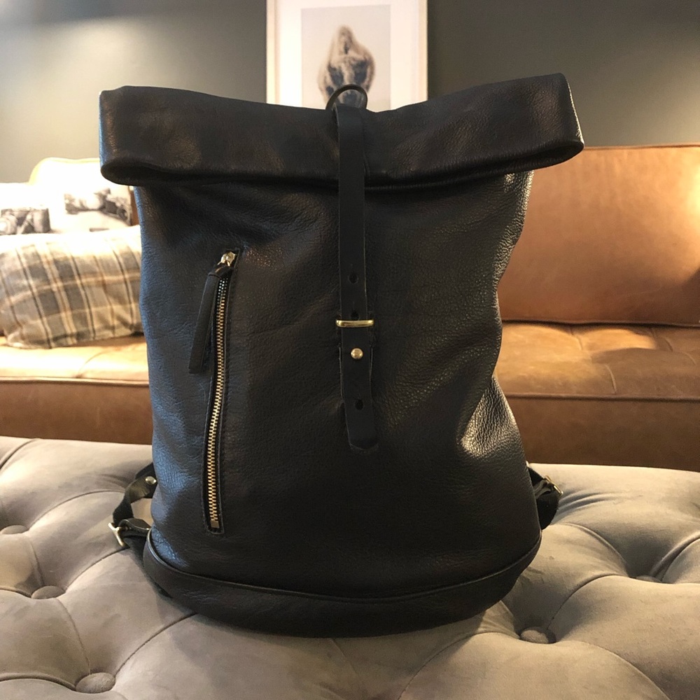 Future Glory Moto Rolltop Leather Backpack Noir